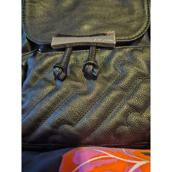 Betsey Johnson black faux leather mini backpack with heart stitching - Picture 2 of 13